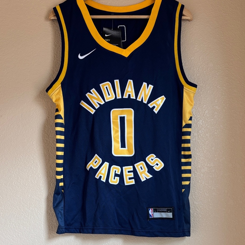 Nike Indiana Pacers Blue and Yellow Jersey
